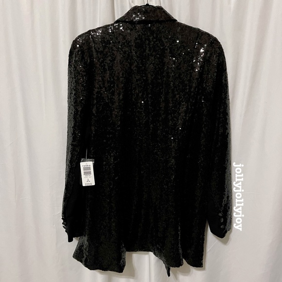 Torrid Sylvia Mollie Longline Sequin Black Blazer 2X - Picture 4 of 14